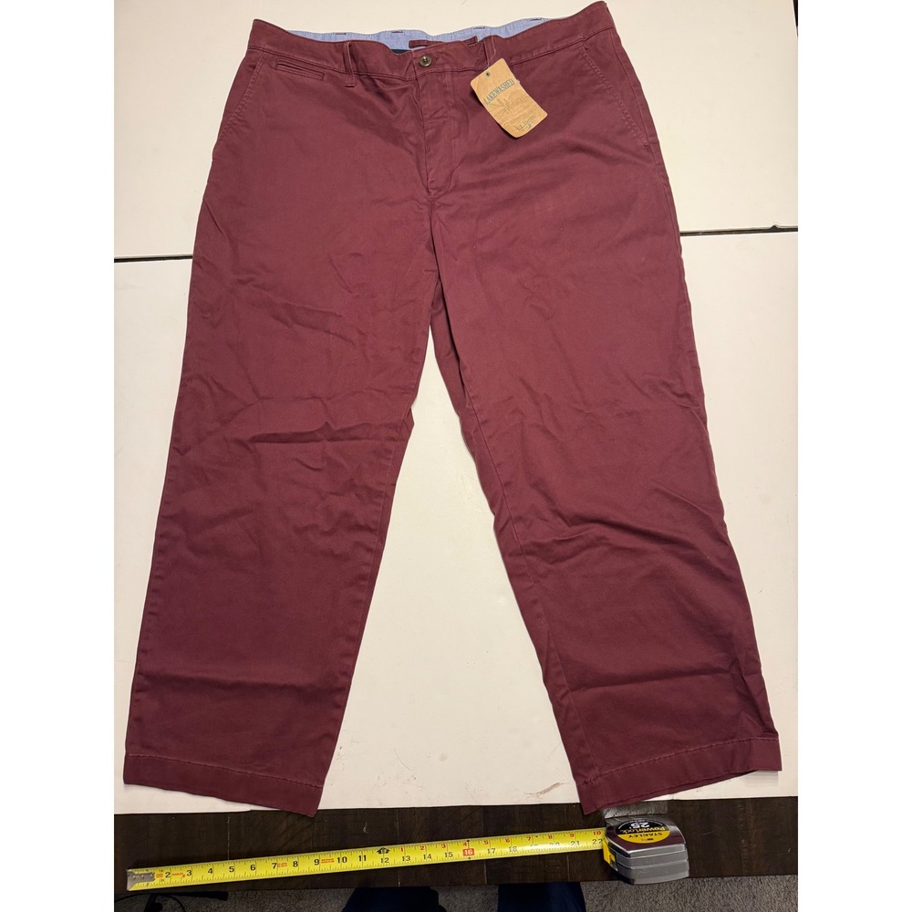 LL Bean Lakewashed Chino Pants Mens 42x29 Natural Fit Burgundy Red 291233 NEW